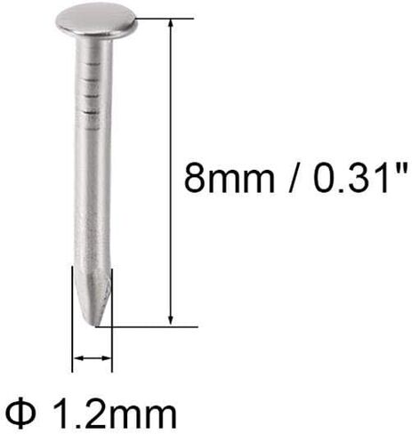 Stainless Steel Hardware Nails, 500pcs 1.2mm X 8mm, high Quality Carbon Steel for DIY Decoration Home Accessories in Saudi Arabia