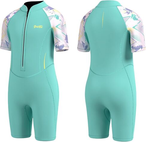 GoldFin Kids Shorty Wetsuit, Toddler Wet Suit Boys Girls 2mm Neoprene Front Zip Wetsuits Keep Warm in Cold Water Swimming Surfing Snorkeling Kayaking in Kuwait