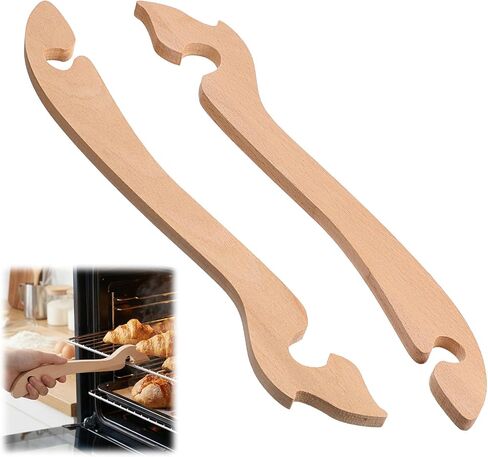 2-Pack Wooden Oven Rack Puller Stick, 11 Inch Wood Oven Rack Push Pull Tool, Longer Handle Suitable for Kitchen, Convection and Toaster, Air Fryer and Small Kitchen Appliances in Saudi Arabia