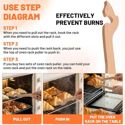 2-Pack Wooden Oven Rack Puller Stick, 11 Inch Wood Oven Rack Push Pull Tool, Longer Handle Suitable for Kitchen, Convection and Toaster, Air Fryer and Small Kitchen Appliances in Saudi Arabia