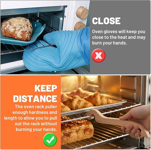 2-Pack Wooden Oven Rack Puller Stick, 11 Inch Wood Oven Rack Push Pull Tool, Longer Handle Suitable for Kitchen, Convection and Toaster, Air Fryer and Small Kitchen Appliances in Saudi Arabia