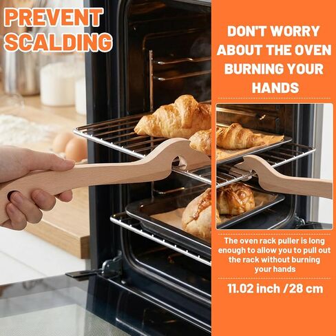 2-Pack Wooden Oven Rack Puller Stick, 11 Inch Wood Oven Rack Push Pull Tool, Longer Handle Suitable for Kitchen, Convection and Toaster, Air Fryer and Small Kitchen Appliances in Saudi Arabia