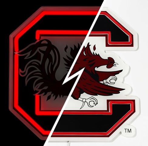 Saturday Neon Officially Licensed South Carolina Gamecocks LED Neon Sign – 13.6" W x 15" H Red-Emitting Wall Light with Adjustable Brightness, Inline Dimmer Switch, USB Powered with Outlet Adapter – College Wall Décor in Kuwait