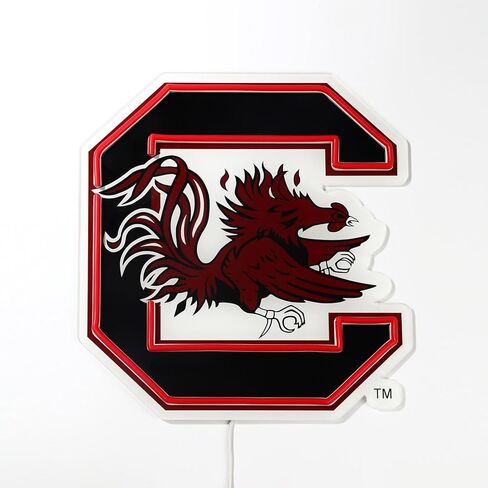 Saturday Neon Officially Licensed South Carolina Gamecocks LED Neon Sign – 13.6" W x 15" H Red-Emitting Wall Light with Adjustable Brightness, Inline Dimmer Switch, USB Powered with Outlet Adapter – College Wall Décor in Kuwait