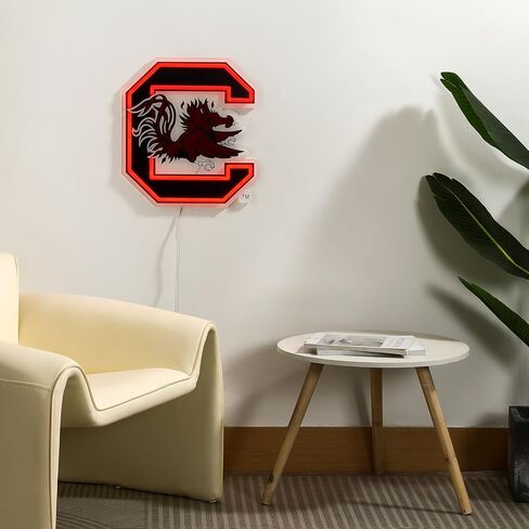 Saturday Neon Officially Licensed South Carolina Gamecocks LED Neon Sign – 13.6" W x 15" H Red-Emitting Wall Light with Adjustable Brightness, Inline Dimmer Switch, USB Powered with Outlet Adapter – College Wall Décor in Kuwait