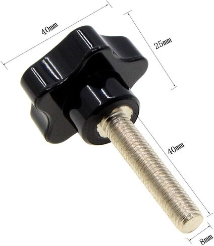 M8x40 Male Thread 5-Star Head Clamping Knob 40mm Dia Replacement Hand Black Plastic (6Pcs) in Saudi Arabia