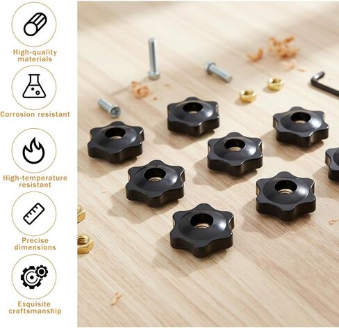6 PCS 1/4-20 Knob Black 6 Star Knobs Threaded Knobs 1/4-20 Hand Tighten Clamping Knob for T Track Bolts JigsKnobs,Sawing Machine in Saudi Arabia