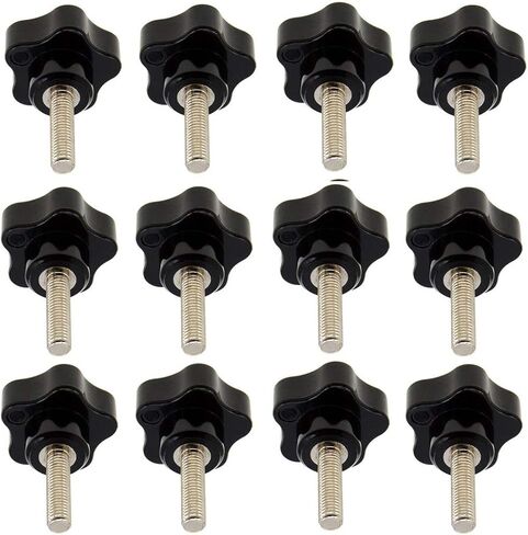 M8x40 Male Thread 5-Star Head Clamping Knob 40mm Dia Replacement Hand Black Plastic (6Pcs) in Saudi Arabia