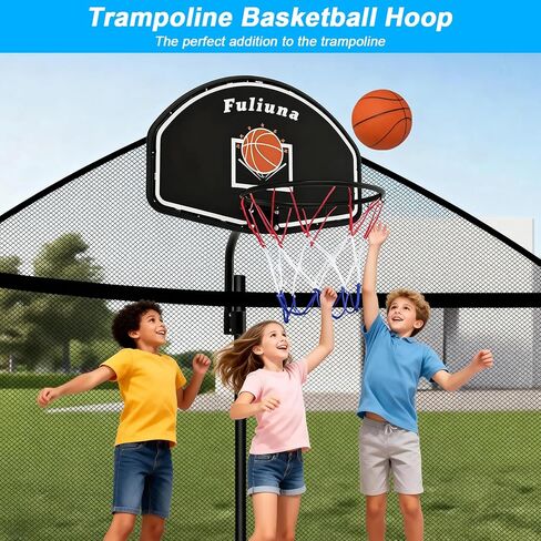 Trampoline Basketball Hoop, Fits Diameter 25mm - 32mm Straight & Curved Pole Basketball Hoop for Trampoline, Universal Trampoline Basketball Hoop Attachment with Ball, Pump and Protective Net. in Saudi Arabia