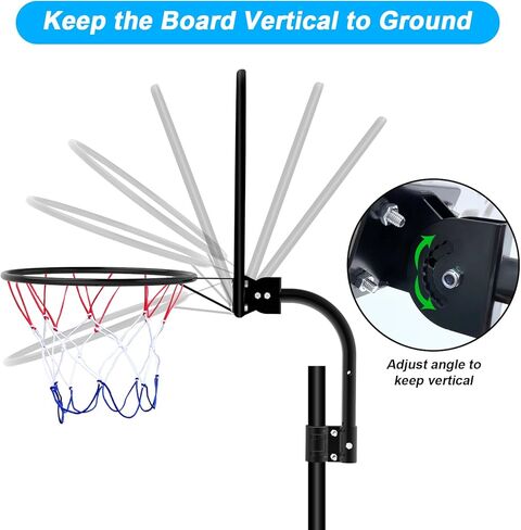 Trampoline Basketball Hoop, Fits Diameter 25mm - 32mm Straight & Curved Pole Basketball Hoop for Trampoline, Universal Trampoline Basketball Hoop Attachment with Ball, Pump and Protective Net. in Saudi Arabia