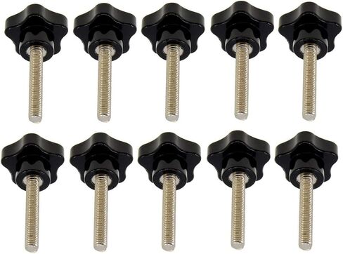 M8x40 Male Thread 5-Star Head Clamping Knob 40mm Dia Replacement Hand Black Plastic (6Pcs) in Saudi Arabia