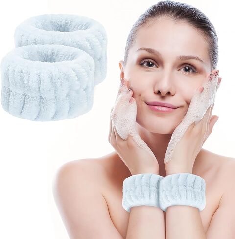 أربطة معصم من الألياف الدقيقة الناعمة لغسل الوجه، منشفة ماصة، تمنع انسكابات السوائل، ملحقات غسل الوجه قابلة لإعادة الاستخدام in Kuwait