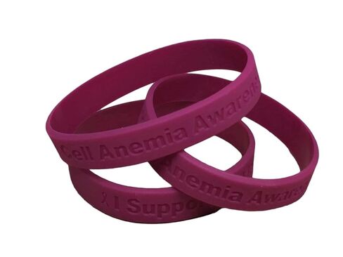 10 Burgundy" I Support Sickle Cell Anemia Awareness" Bracelets 100% Medical Grade Silicone - Latex and Toxin Free - 10 Bracelets - Show Your Support For Sickle Cell Anemia Awareness in Saudi Arabia