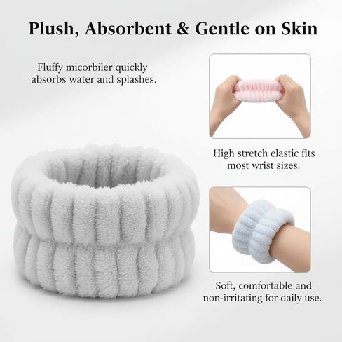 10 قطع من أربطة المعصم المصنوعة من الألياف الدقيقة لغسل الوجه، أساور معصم ناعمة ماصة للمنتجعات الصحية تحافظ على الماء بعيدًا عن الذراعين، ملحقات تنظيف البشرة وإزالة المكياج، متعددة الألوان in Kuwait