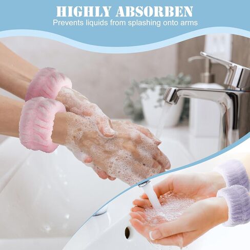10 قطع من أربطة المعصم المصنوعة من الألياف الدقيقة لغسل الوجه، أساور معصم ناعمة ماصة للمنتجعات الصحية تحافظ على الماء بعيدًا عن الذراعين، ملحقات تنظيف البشرة وإزالة المكياج، متعددة الألوان in Kuwait