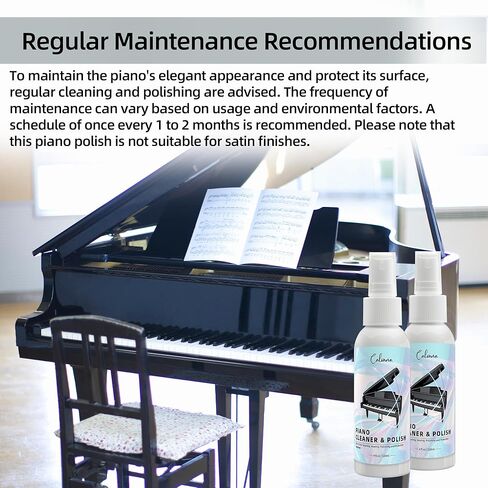 (2-Pack) 2-in-1 Piano Cleaner and Polish Kit, Includes 12x12 Microfiber Cleaning Cloth, Piano Accessories for Most Piano Surfaces, Grand Piano, Digital Piano, Baby Grand Piano, Violin, 4 OZ×2 in Saudi Arabia
