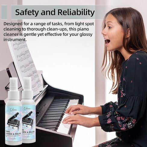 (2-Pack) 2-in-1 Piano Cleaner and Polish Kit, Includes 12x12 Microfiber Cleaning Cloth, Piano Accessories for Most Piano Surfaces, Grand Piano, Digital Piano, Baby Grand Piano, Violin, 4 OZ×2 in Saudi Arabia