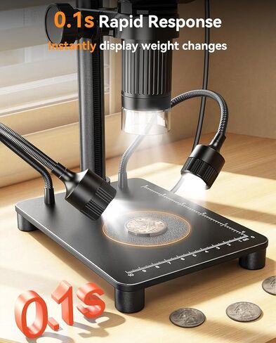 Elikliv Microscope with Weighing Scale, Digital Magnifier for Error Coins, Jewelry Magnifying Glass with Lights, 4.3" LCD Screen 12MP Camera 1080P Video USB PC View for Adults Collectors Supplies in Kuwait