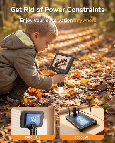 Elikliv Microscope with Weighing Scale, Digital Magnifier for Error Coins, Jewelry Magnifying Glass with Lights, 4.3" LCD Screen 12MP Camera 1080P Video USB PC View for Adults Collectors Supplies in Kuwait