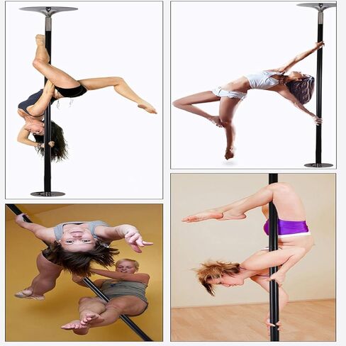 360° Spin Silicone Dance Pole Removable Stripper Pole Stripper Pole Fitness Gym Equipment for Home Fitness,Exercise,Bar,Gym,Party (Black) in Saudi Arabia
