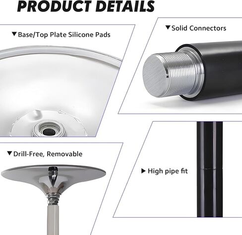 360° Spin Silicone Dance Pole Removable Stripper Pole Stripper Pole Fitness Gym Equipment for Home Fitness,Exercise,Bar,Gym,Party (Black) in Saudi Arabia