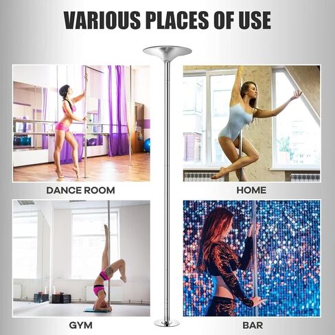 360° Spin Silicone Dance Pole Removable Stripper Pole Stripper Pole Fitness Gym Equipment for Home Fitness,Exercise,Bar,Gym,Party (Black) in Saudi Arabia