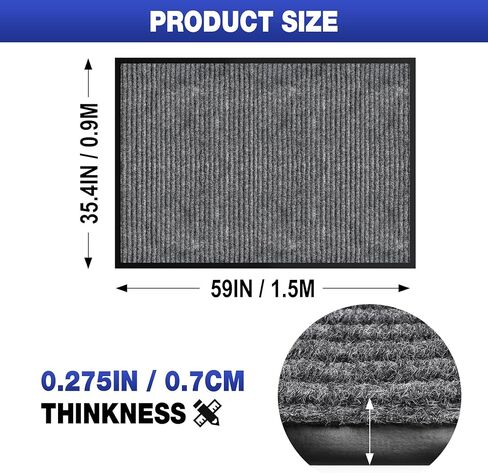 ToLanbbt 2' x 3' Front Door Mat Extra Large Commercial Industrial Rug Heavy Duty Outdoor Indoor Entryway Doormat Low Profile Welcome Entry Door Mat Non Slip Backing for Entrance Home Office, Gray in Kuwait