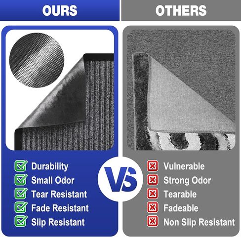 ToLanbbt 2' x 3' Front Door Mat Extra Large Commercial Industrial Rug Heavy Duty Outdoor Indoor Entryway Doormat Low Profile Welcome Entry Door Mat Non Slip Backing for Entrance Home Office, Gray in Kuwait