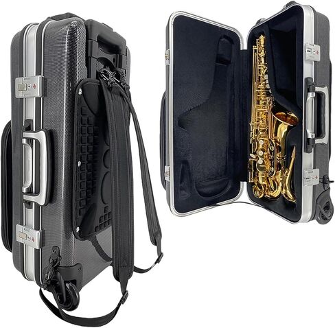 Alto Saxophone Case With Wheels,Carbon Fiber Alto Sax Case Trolley Bag with Music sheet bag,Handle/Shoulder Straps,Saxophone Accessories Carrying Bag in Saudi Arabia