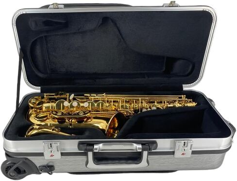 Alto Saxophone Case With Wheels,Carbon Fiber Alto Sax Case Trolley Bag with Music sheet bag,Handle/Shoulder Straps,Saxophone Accessories Carrying Bag in Kuwait