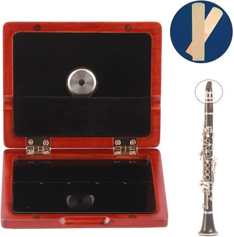 حافظة Yosoo Alto Sax، حافظة أدوات خشبية مكونة من 5 قصب تحتوي على 5 قصب صلبة، ساكسفون كلارينيت ألتو ساكسفون مع مقياس رطوبة كلارينيت صلب (كهرماني) in Saudi Arabia