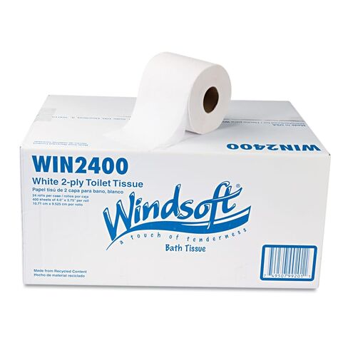 Windsoft 2400 Facial Quality Toilet Tissue, 2-Ply, Single Roll (Case of 24) in Kuwait