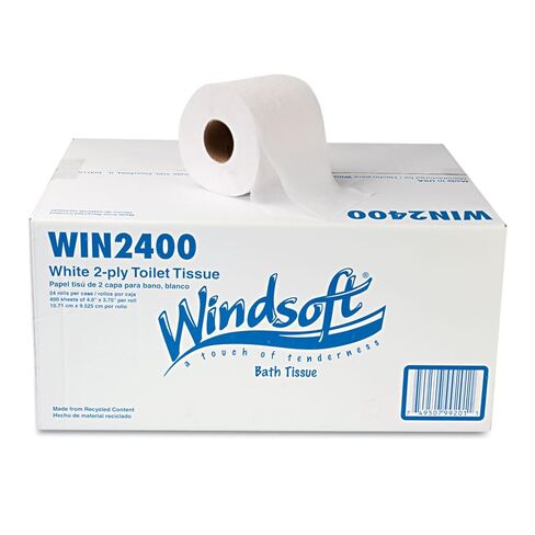 Windsoft 2400 Facial Quality Toilet Tissue, 2-Ply, Single Roll (Case of 24) in Kuwait