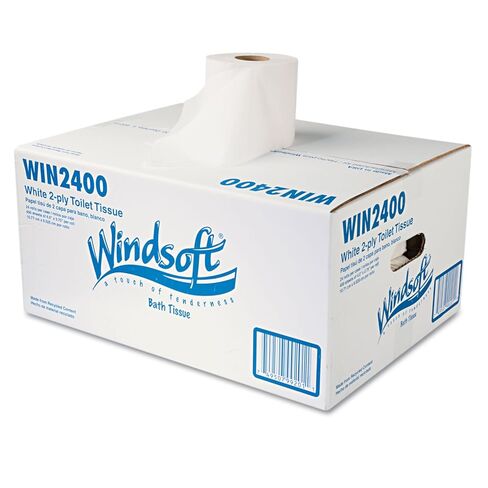 Windsoft 2400 Facial Quality Toilet Tissue, 2-Ply, Single Roll (Case of 24) in Kuwait
