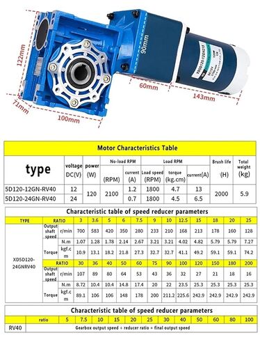 120W NMRV40 DC Geared Turbo Motor 12V 24V Two-Stage Geared Motor with Dual Output Shaft CW CCW with Self-Locking Function(1RPM,24V) in Saudi Arabia