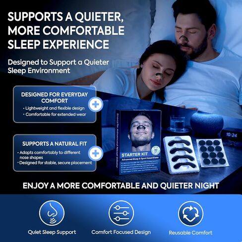 Nasal Strips for Snoring, Nose Strips for Breathing, Extra Strength Nasal Strips to Improve Breathing & Sleep Quality, Comfortable Sleep Strips for Men & Women, 30 Count (Black, Large) in Saudi Arabia