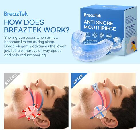 Anti Snore Mouthpiece: FDA Cleared Snoring Aid - Helps Reduce Snoring During Sleep for Men and Women (Lightblue) in Saudi Arabia
