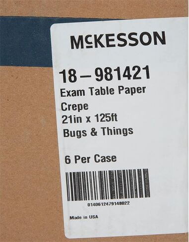 ورق طاولة امتحان McKesson، حماية للحواجز، ورق طاولة كريب للأطفال، أبيض مع الحشرات والأشياء، 21 بوصة × 125 قدم، 6 قطع in Saudi Arabia