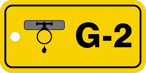 Accuform TDF402VPM Plastic "G-2 Gas" Energy Source Standard Tag, 1-1/2" W x 3" L, Gray/Black on Yellow (Pack of 5) in Saudi Arabia