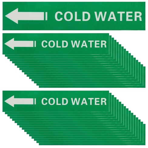 PATIKIL 36 Pcs Pipe Label Stickers with Arrows, 1-3/5" x 8" HOT Water Left-Pointing Arrow, Self-Stick Pipe Markers Identification for Pipeline Tag, White On Green Background in Saudi Arabia