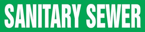 Accuform RPK623SSB Self-Stick "Sanitary Sewer" Pipe Marker for 1-1/2" to 2" OD Pipe, White on Green, 1-1/2" H x 8" W in Saudi Arabia