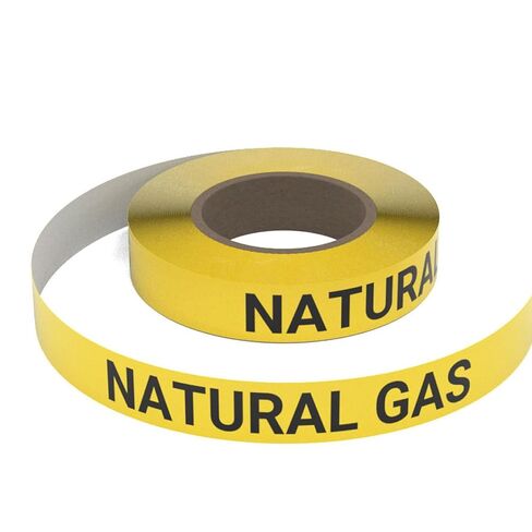 Natural Gas (Yellow) SSINLINE Pipe Marking Roll - 1" x100' - Pipes 0.75" - 1.4" O.D. No Arrows in Kuwait