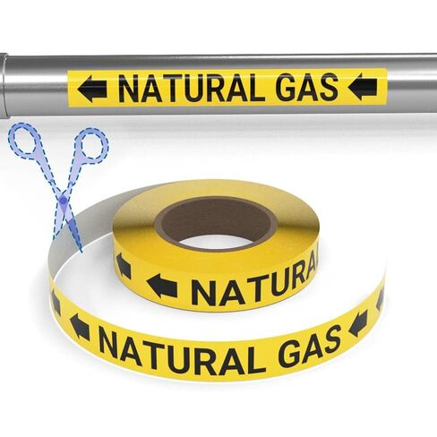 Natural Gas (Yellow) SSINLINE Pipe Marking Roll - 1" x100' - Pipes 0.75" - 1.4" O.D. No Arrows in Kuwait