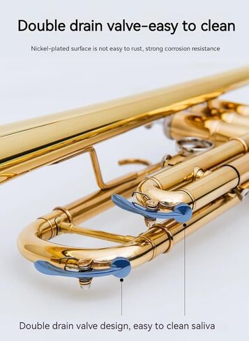 آلة البوق الموسيقية الذهبية المسطحة ب، فرقة البوق الاحترافية ثلاثية النغمات تعزف الآلات الموسيقية الغربية مع بدلة صيانة الصندوق in Kuwait