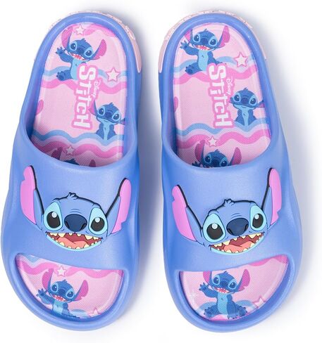 Disney Lilo & Stitch Officially Licensed Youth Girls Slides and Water Shoes - Cushioned Slip-On Sandals for Pool, Beach, or just Summer Casual Footwear in Saudi Arabia