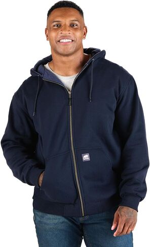 Berne Men's Heritage Grid Fleece-Lined Full-Zip Hoodie Sweatshirt in Saudi Arabia