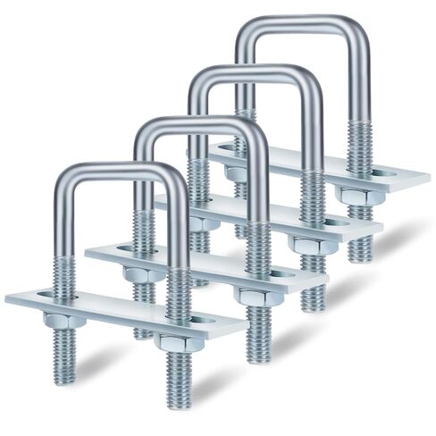 Mellewell 4 Sets M8 Square U Bolts, U Bolts 40mm (1.5") Width 120mm (4.72") Length, Zinc Plated Carbon Steel U Bolt with Nuts, Plate and Washers (40 x 120mm) in Saudi Arabia