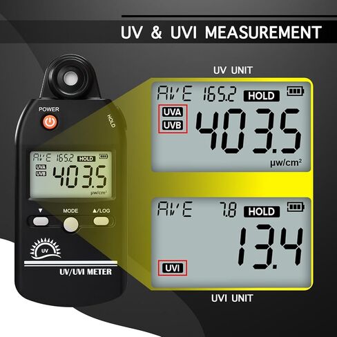 مقياس الأشعة فوق البنفسجية الرقمي UVB، مقياس مؤشر الأشعة فوق البنفسجية 280-400 نانومتر مع قابل للتحويل للأشعة فوق البنفسجية والأشعة فوق البنفسجية، 0-5000 ميكروواط/سم² كاشف للأشعة فوق البنفسجية مع سجل بيانات 100 مجموعة، مقياس مؤشر الأشعة فوق البنفسجية للزو in Saudi Arabia