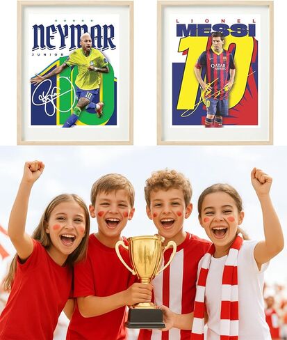 مجموعة لوحات فنية جدارية لكرة القدم من TinyMollo، 6 مطبوعات أساطير رياضية غير مؤطرة مقاس 8 × 10 مع ميسي ورونالدو ونيمار ومبابي لغرفة الأولاد، وديكور غرفة نوم الأطفال in Kuwait