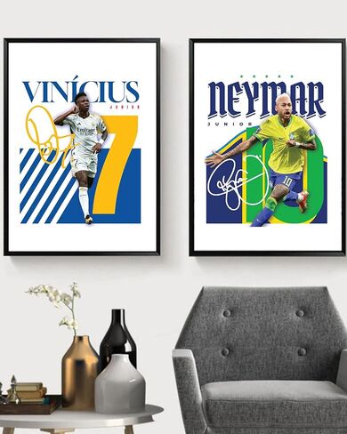 مجموعة لوحات فنية جدارية لكرة القدم من TinyMollo، 6 مطبوعات أساطير رياضية غير مؤطرة مقاس 8 × 10 مع ميسي ورونالدو ونيمار ومبابي لغرفة الأولاد، وديكور غرفة نوم الأطفال in Kuwait